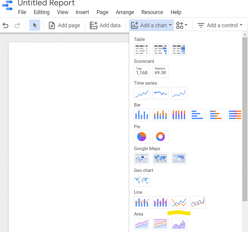 data studio הוספת גרפים
